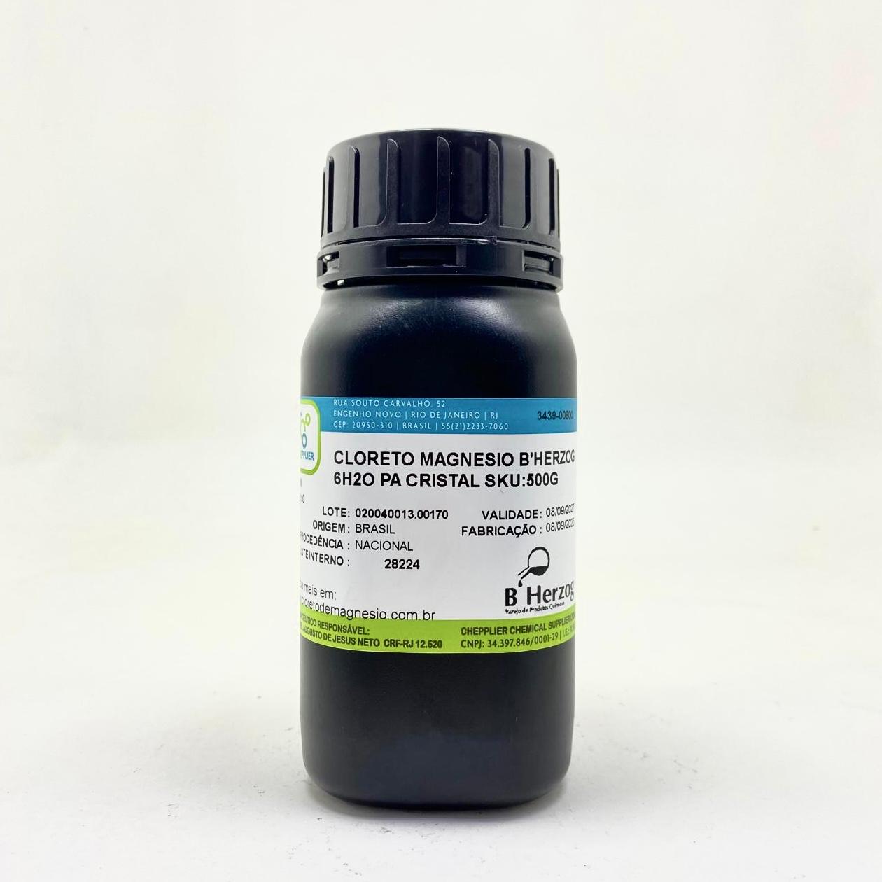 CLORETO DE MAGNÉSIO B'HERZOG 6H2O PA CRISTAL 500g